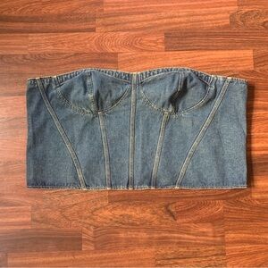 Pretty Little Thing Plus Vintage Wash Seam Detail Denim Corset Size U.S. 24 NEW